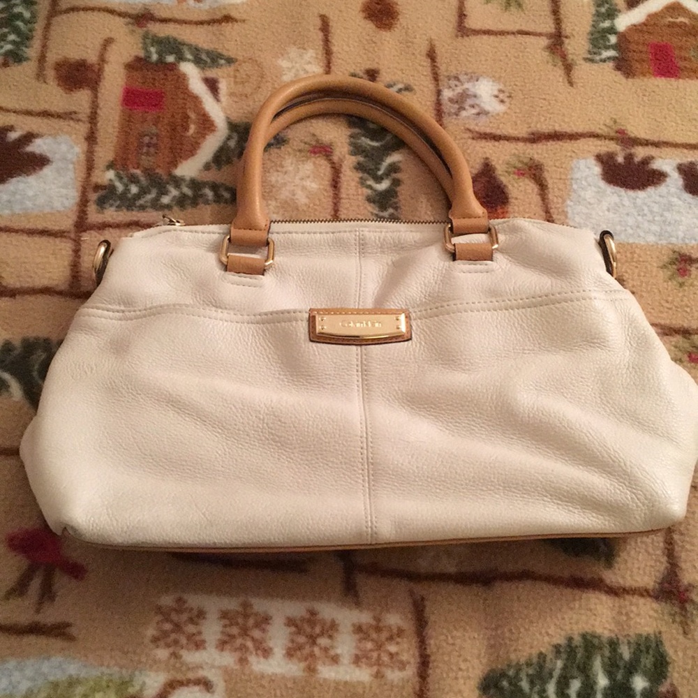 White leather Calvin Klein bag w/ attachable strap